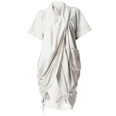 Metamorphoza Women's Neutrals Extravagant Draped Tunic In Ivory In White
