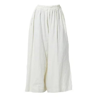Metamorphoza Women's Neutrals Wide-leg Linen Trpusers With Side Slits