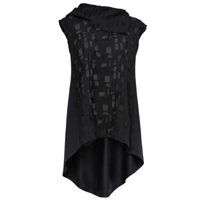Metamorphoza Women's Open Back Tunic With Textured Sheer Front In Black