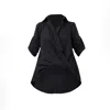 Metamorphoza Women's Oversize Black Shirt With Belt In Black