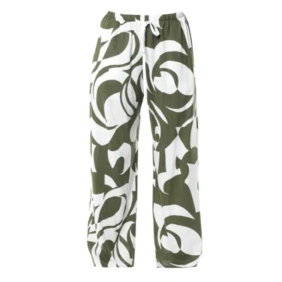 Metamorphoza Women's Relaxed Trousers With Print In Green