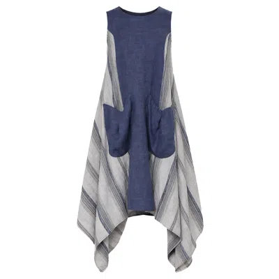 Metamorphoza Women's Sleeveless A-line Dress With Pocket Accents In Blue