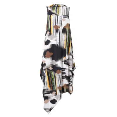 Metamorphoza Women's Sleeveless Cotton Dress With Abstract Print