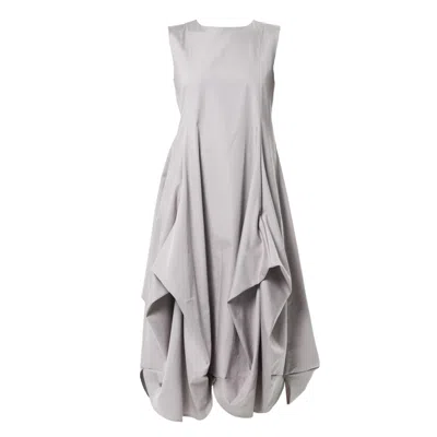 Metamorphoza Women's Sleeveless Dress With Drappings In Light Grey In Gray
