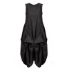 Metamorphoza Women's Sleeveless Loose Dress In Black In Black