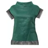 Metamorphoza Women's Turtleneck Linen Top In Green In Green