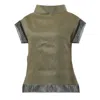 Metamorphoza Women's Turtleneck Linen Top In Khaki In Yellow