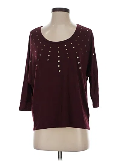 Pre-owned Metaphor 3/4 Sleeve Top Burgundy Keyhole Neckline Tops