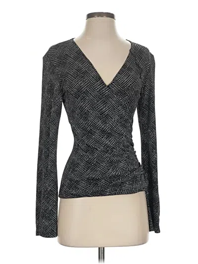 Pre-owned Metaphor Long Sleeve Top Gray Plunge Neckline Tops