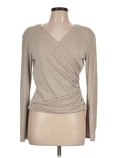 Pre-owned Metaphor Long Sleeve Top Tan V-neck Tops