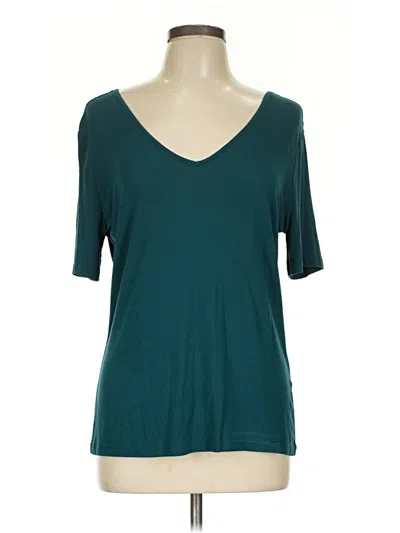 Pre-owned Metaphor Short Sleeve Top Teal V Neck Tops In Blue
