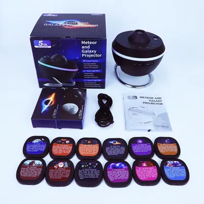 Meteor 13-in-1 Ultra Clear Galaxy Projector And Night Light Lamp With Rotary Space Ball Planetarium Feature In Multi