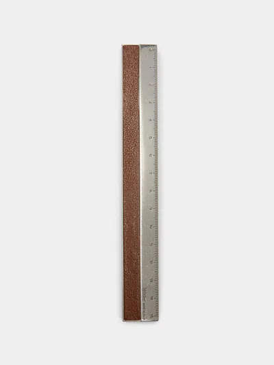 Metier Brass And Leather Ruler Métier Abask Luxury Gift In Multi