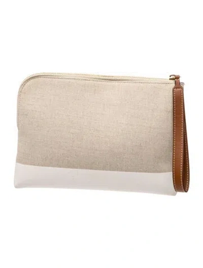 Pre-owned Metier Canvas Clutch In Neutrals