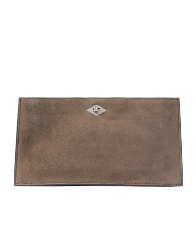 Metier Ease 28 Suede Clutch In Brown