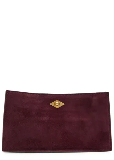 Metier Ease Suede Clutch In Burgundy