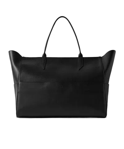 Metier Large Leather Tote In Black