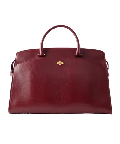 Metier Large Leather Tote In Red