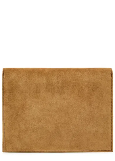 Metier Large Suede Jewellery Pouch In Brown