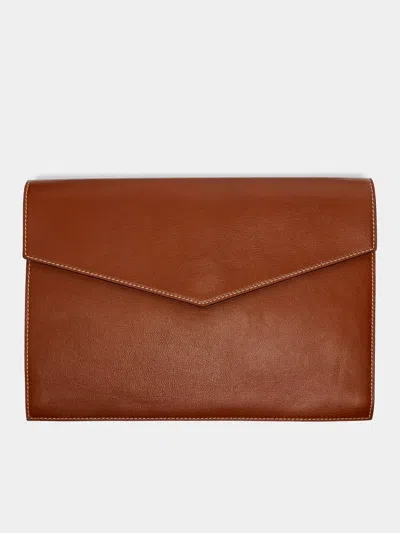 Metier Leather Double Document Folio Métier Abask Luxury Gift In Brown
