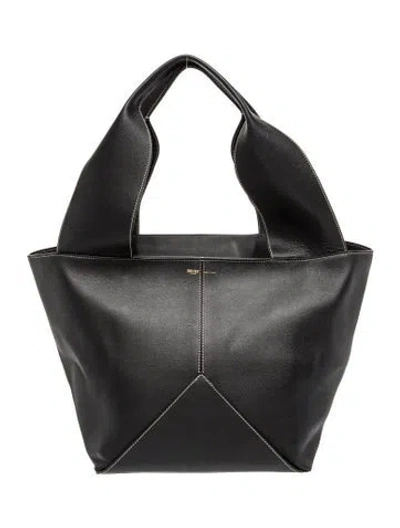 Pre-owned Metier Leather Market Mini In Gray