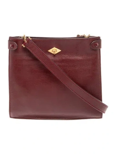 Pre-owned Metier Leather Messenger Bag In Burgundy