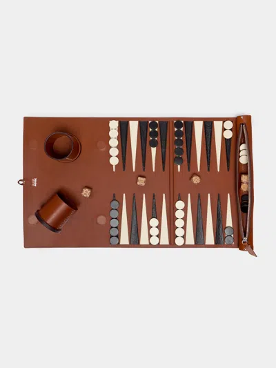 Metier Leather Travel Backgammon Set Métier Abask Gift Set In Brown