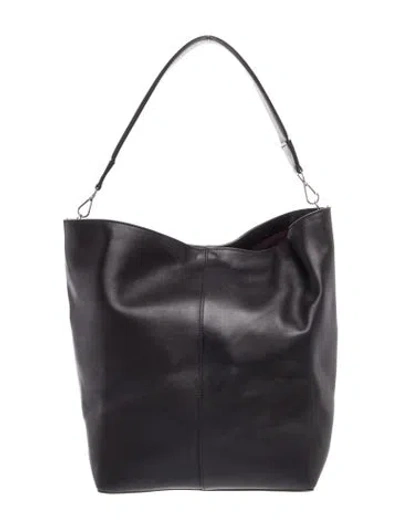 Pre-owned Metier Leather Twist Tote 26 In Black