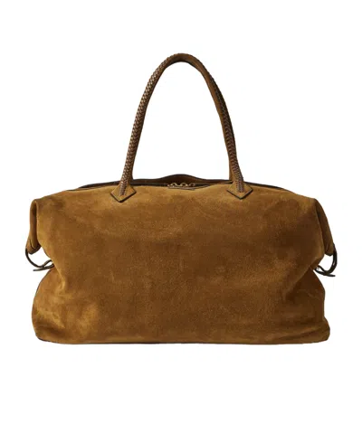Metier Leather-trimmed Suede Tote In Brown