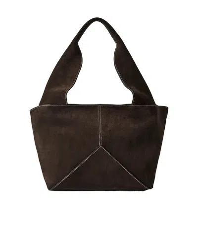 Metier Medium Suede Tote In Black