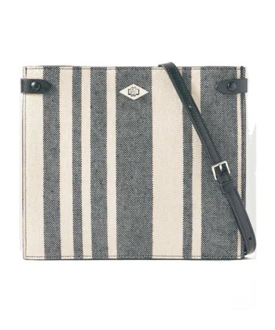 Metier Stowaway Striped Canvas Shoulder Bag In White