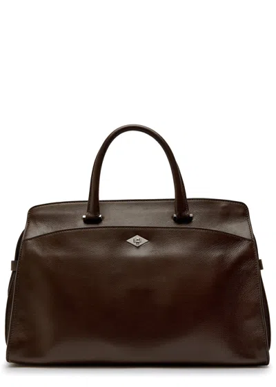 Metier Private Eye Grained Leather Tote Bag In Brown