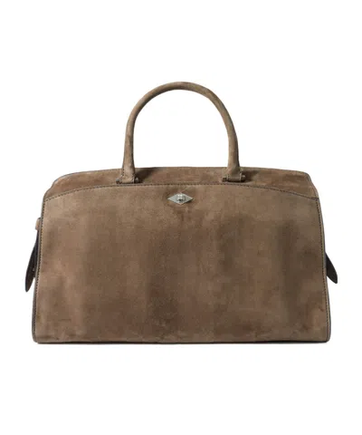Metier Private Eye Medium Suede Tote In Brown