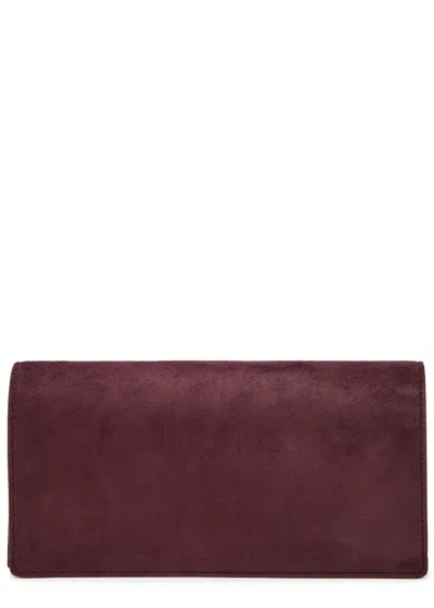 Metier Small Suede Jewellery Pouch In Burgundy