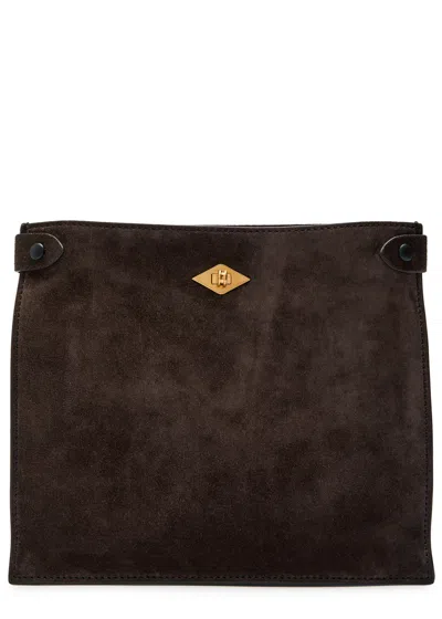 Metier Stowaway Suede Cross-body Bag In Brown