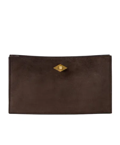 Metier Suede Clutch In Brown