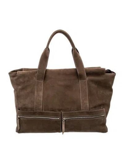 Pre-owned Metier Suede Racer 53 Weekender In Brown