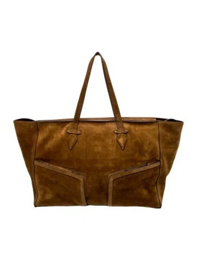 Pre-owned Metier Suede Tote In Brown