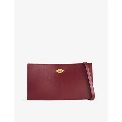Metier Womens Dark Cherry Ease 24 Leather Clutch Bag