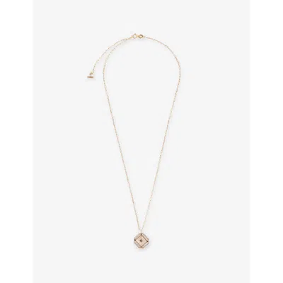 Metier Womens Gold Iridescent & White Astra 14ct Yellow-gold, Moonstone And 0.01ct Diamond Pendant Necklace In Gold, Iridescent & White