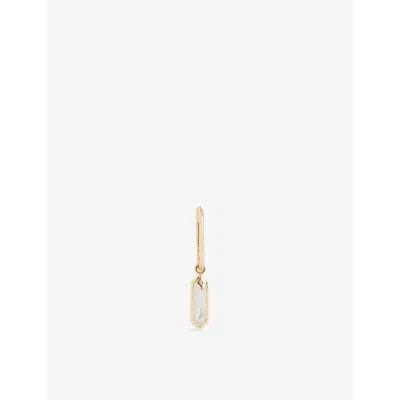 Metier Womens  By Tomfoolery Hexa Large Oval 9ct Yellow-gold And Moonstone Single Clicker Hoop Earrin