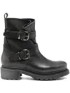 Metisse 40mm Buckle Round-toe Boots In Black