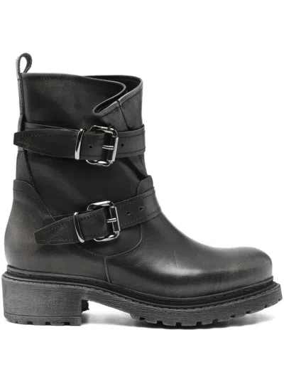 Metisse 40mm Buckle Round-toe Boots In Black