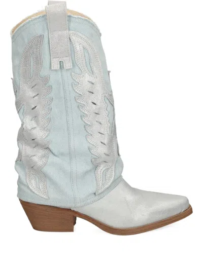 Metisse 50mm Embellished Cowboy Boots In Gray