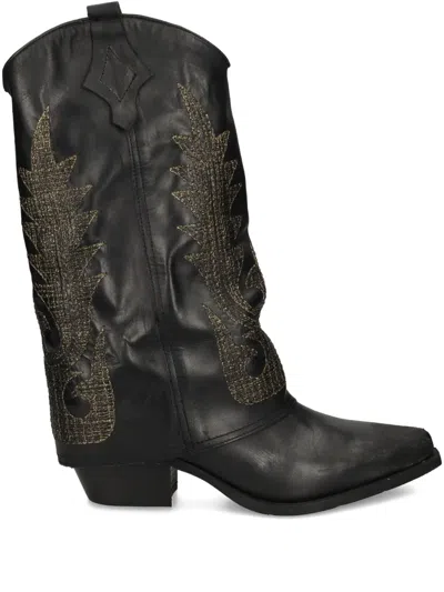 Metisse 50mm Leather Cowboy Boots In Black