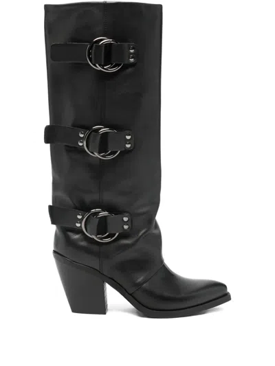 Metisse 85mm Buckle-detail Boots In Black