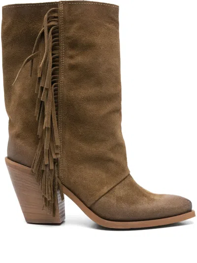 Metisse 90mm Fringe-detailed Boots In Brown