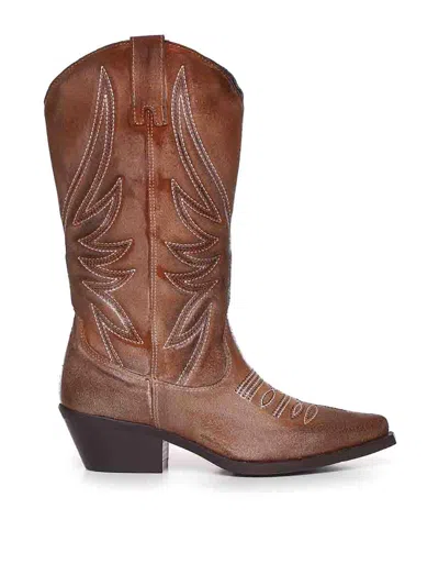 Metisse Texan Boots With Embroidery In Brown
