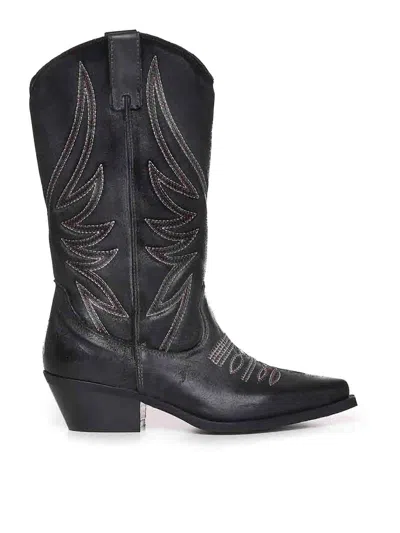 Metisse Texan Boots With Embroidery In Black
