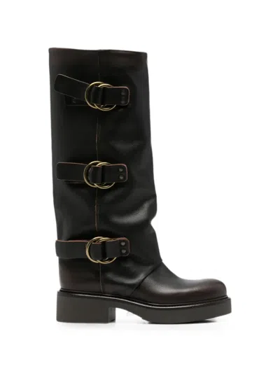 Metisse Buckle-fastening Leather Boots In Black